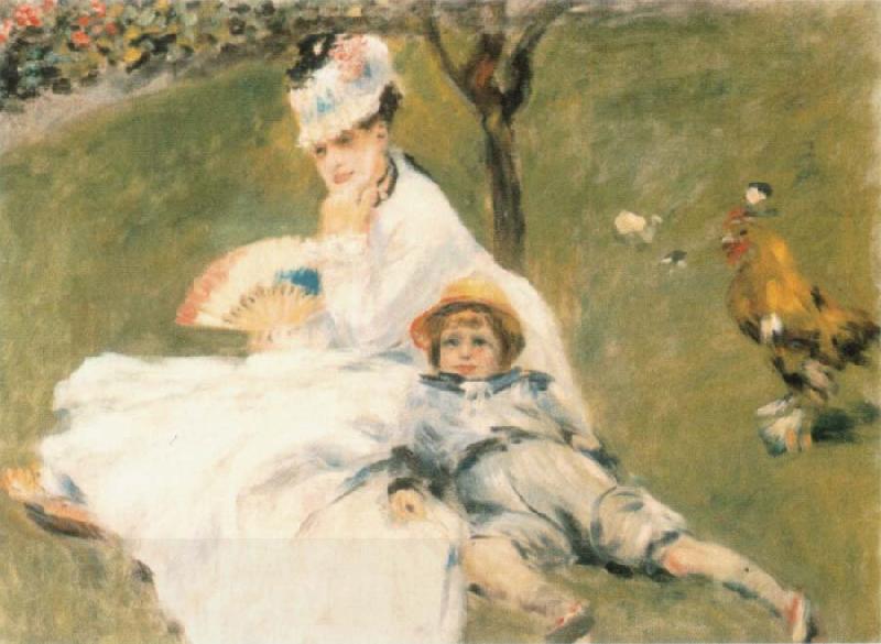 Pierre-Auguste Renoir Camille Monet and Her son Jean in the Garden at Arenteuil China oil painting art